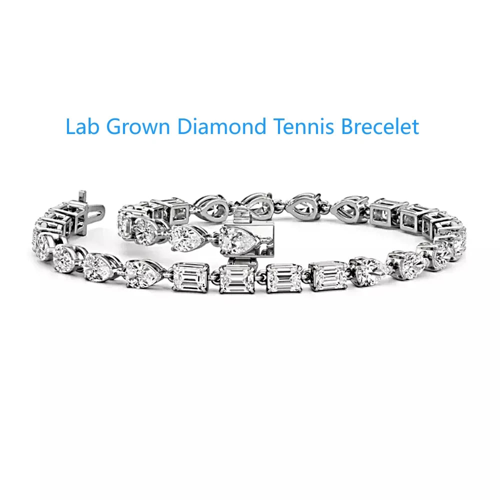 Luxury DEF VVS Lab Grown Diamond Tennis Bracelet in 14K White Gold