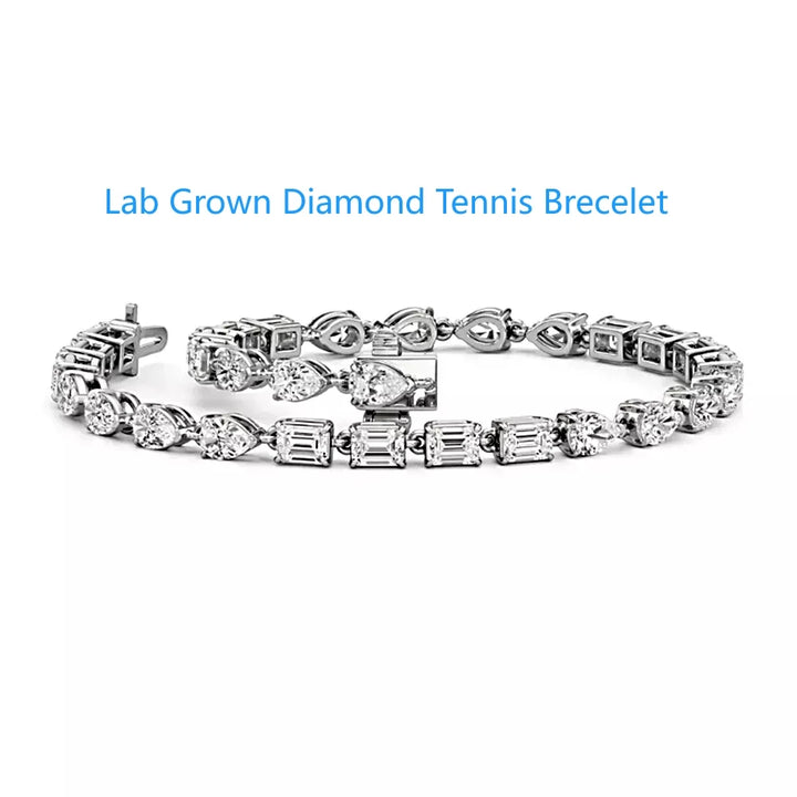 Luxury DEF VVS Lab Grown Diamond Tennis Bracelet in 14K White Gold