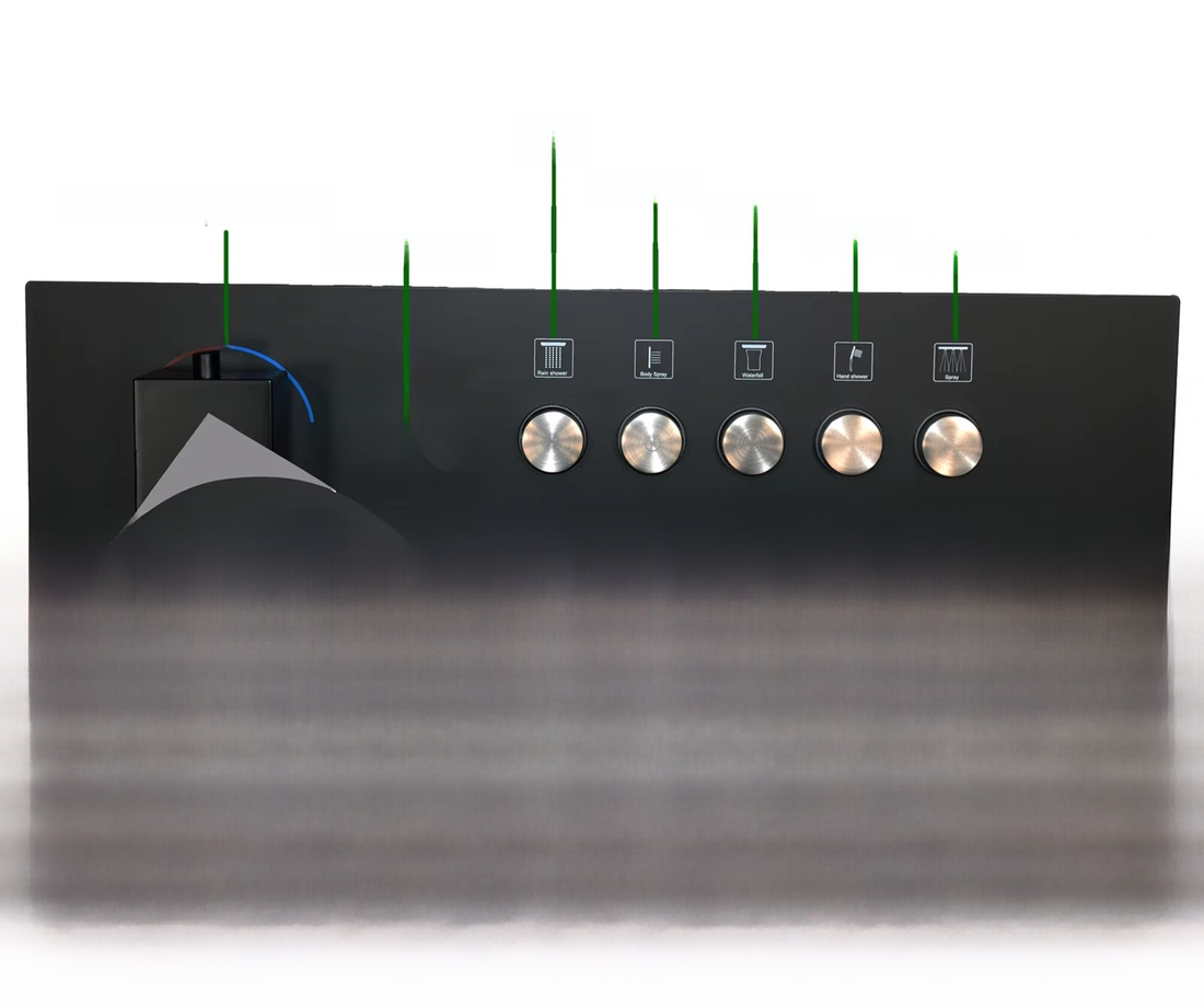 Luxury Matte Black LED Rain Shower System with Music & Digital Thermostat