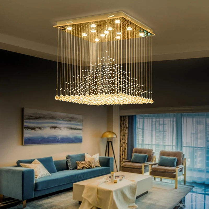Premium Crystal Raindrop Home Hotel Chandelier – Luxury LED Pendant Light