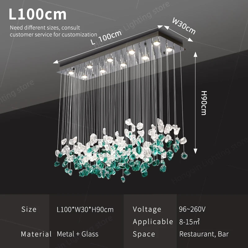 Modern Glass Hanging Chandelier – Dining Table &amp; Living Room Pendant Lighting