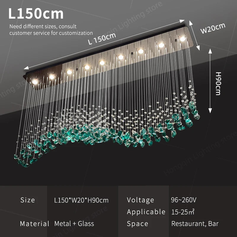 Modern Glass Hanging Chandelier – Dining Table &amp; Living Room Pendant Lighting