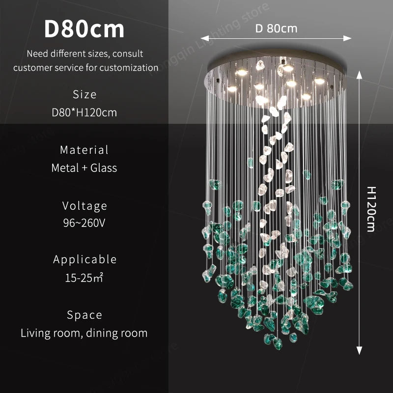Modern Glass Hanging Chandelier – Dining Table &amp; Living Room Pendant Lighting