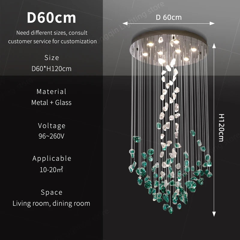 Modern Glass Hanging Chandelier – Dining Table &amp; Living Room Pendant Lighting