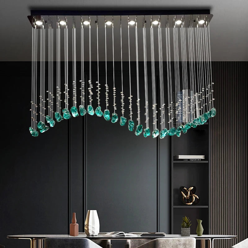 Modern Glass Hanging Chandelier – Dining Table &amp; Living Room Pendant Lighting