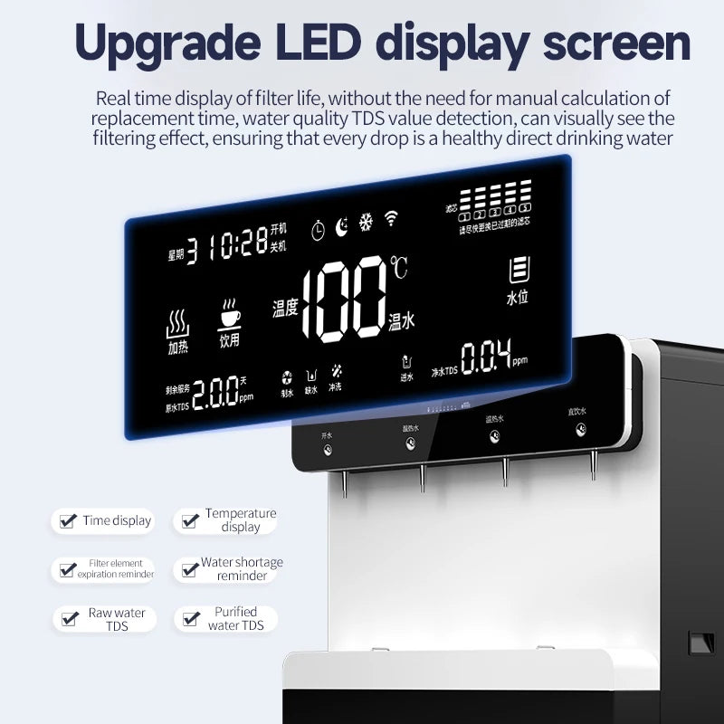 Modern Large Water Purifier & Dispenser, Smart Four Spout High-Capacity Water Machine