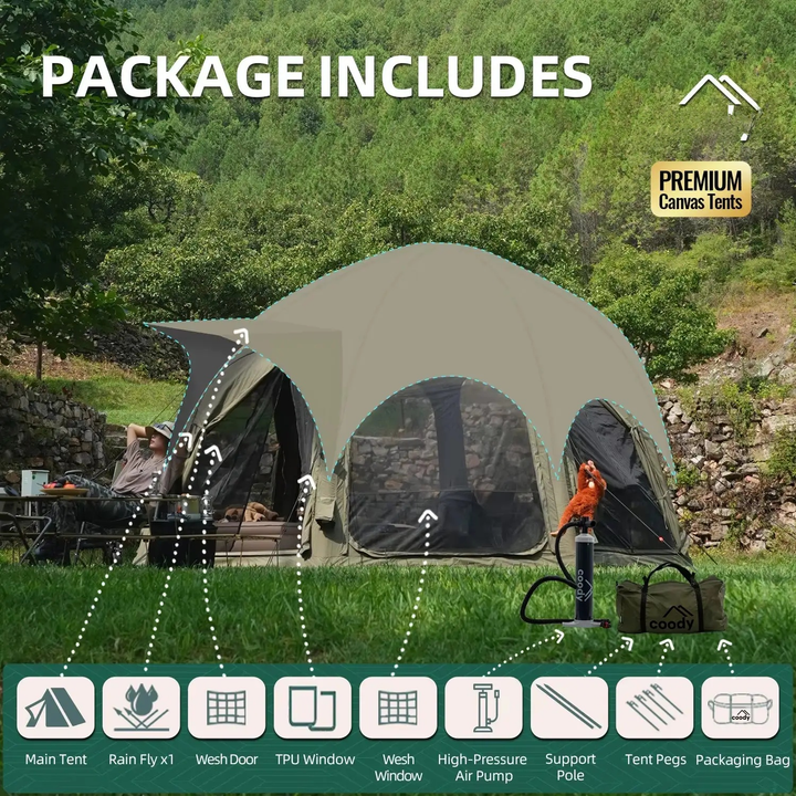 Premium Large Luxury Waterproof Family Travel Inflatable Camping tent