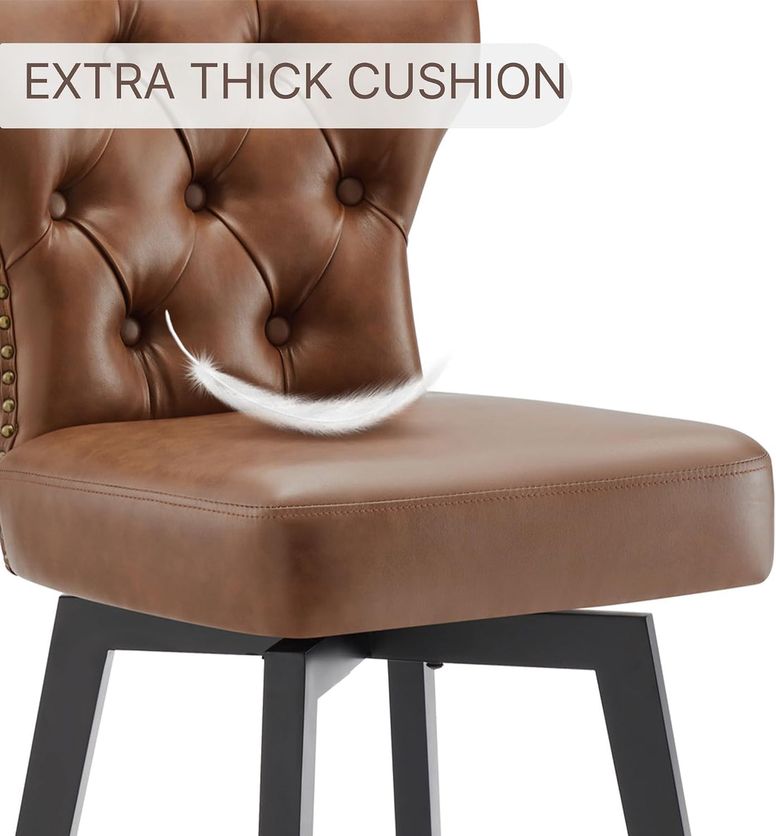 New Counter Height Bar Stools Set of 2 – 26-Inch Upholstered Button Tufted Swivel Barstools