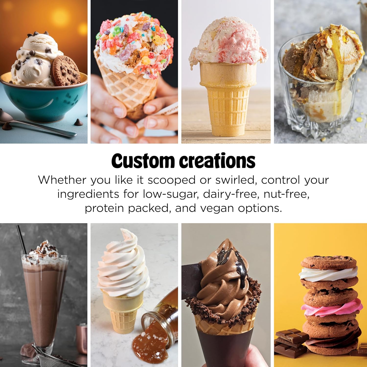 Smart Ninja CREAMi Scoop & Swirl Ice Cream Maker – 13-in-1 Soft Serve Machine for Ice Cream, Sorbet, Milkshakes & Frozen Yogurt