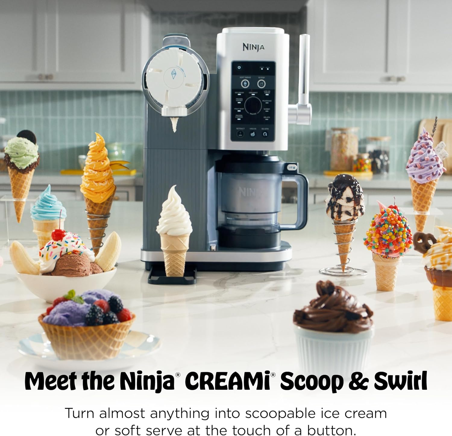 Smart Ninja CREAMi Scoop & Swirl Ice Cream Maker – 13-in-1 Soft Serve Machine for Ice Cream, Sorbet, Milkshakes & Frozen Yogurt