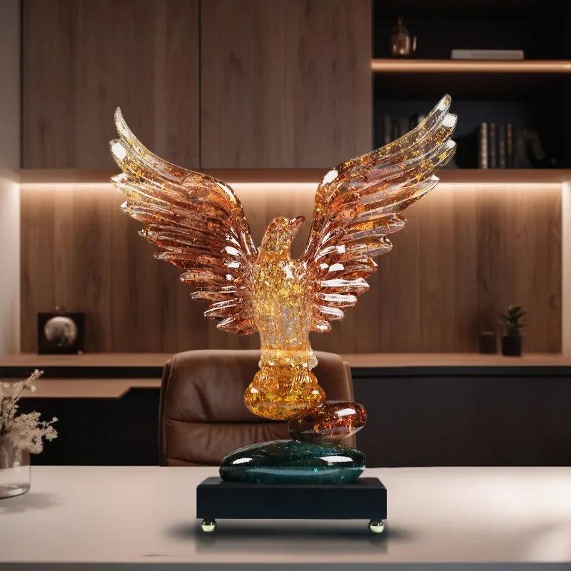 New Creative Eagle Sculpture – Modern Transparent Resin Animal Figurine
