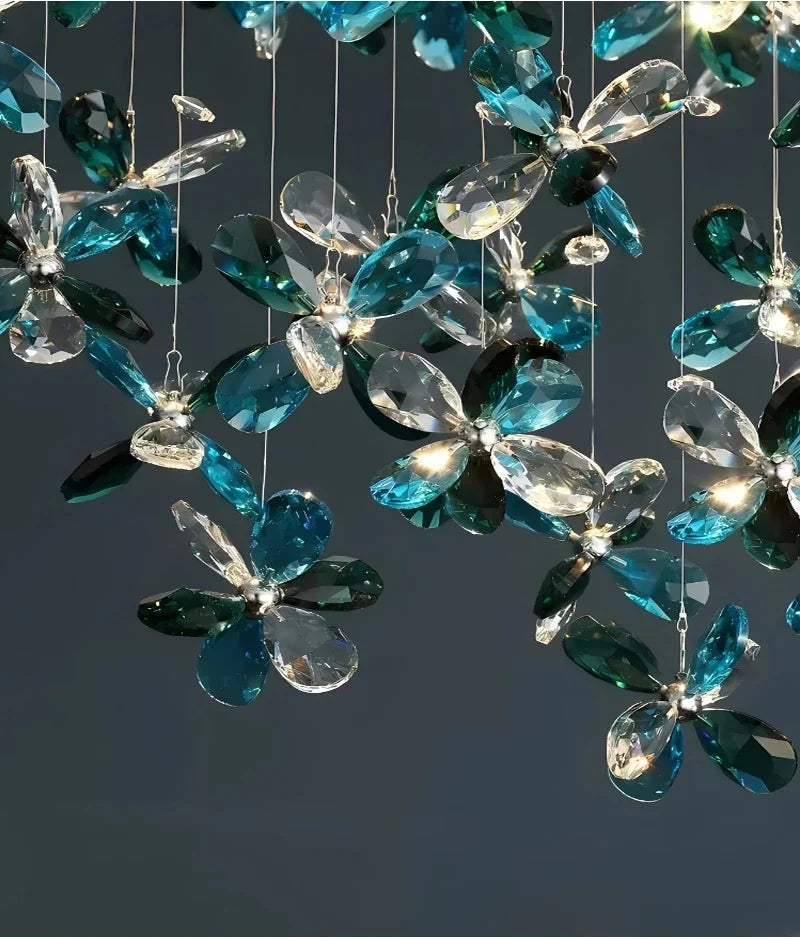 Luxe Creative Oval Crystal LED Chandelier – Colorful Pendant Light for Living & Dining Room