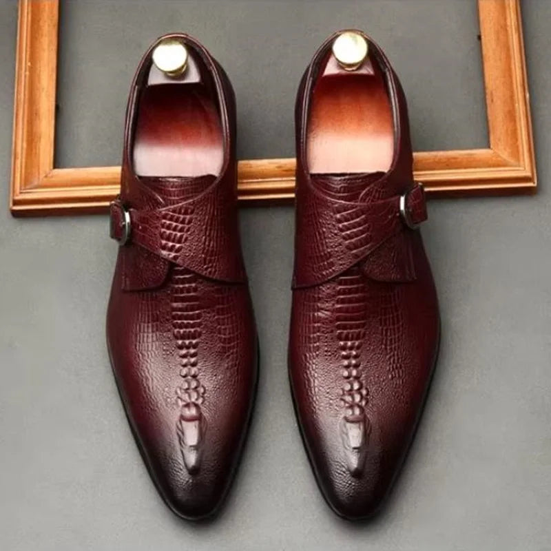 New Crocodile Pattern Business Formal Leather Men Dress Shoes