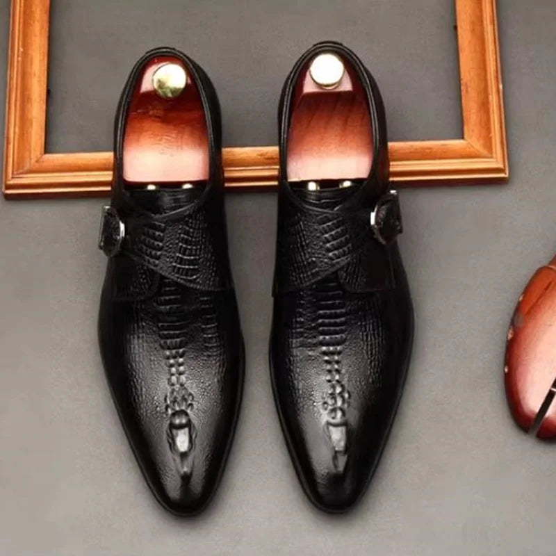New Crocodile Pattern Business Formal Leather Men Dress Shoes