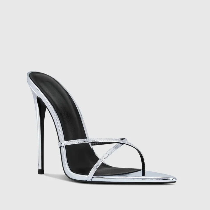 Women Cross Strap Rhinestone Sandals – Pointed Toe Roman Women High Heels