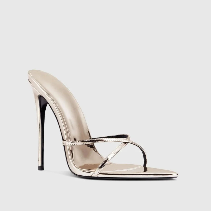 Women Cross Strap Rhinestone Sandals – Pointed Toe Roman Women High Heels