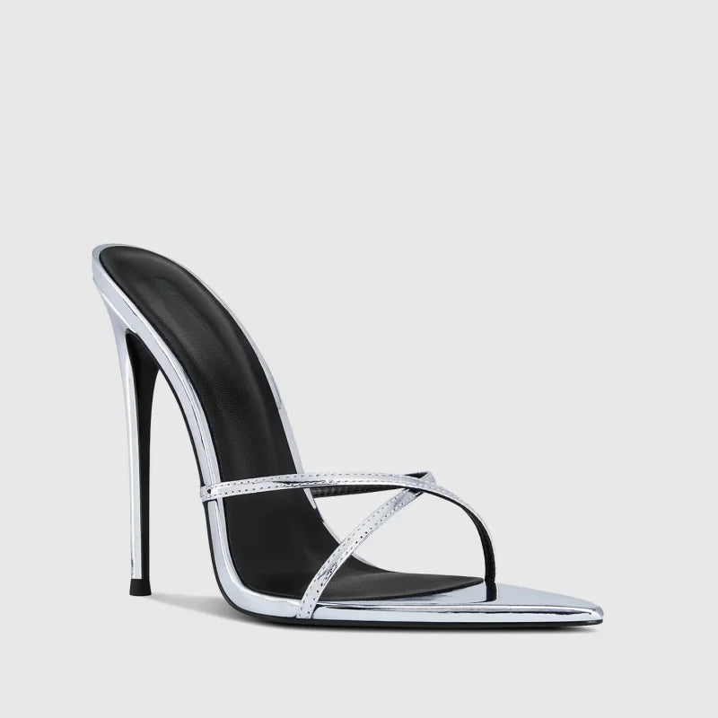 Women Cross Strap Rhinestone Sandals – Pointed Toe Roman Women High Heels