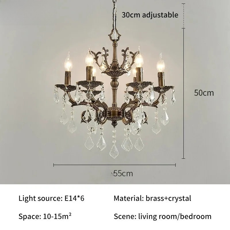 Modern Crystal E14 Chandelier – Luxury Copper Ceiling Light
