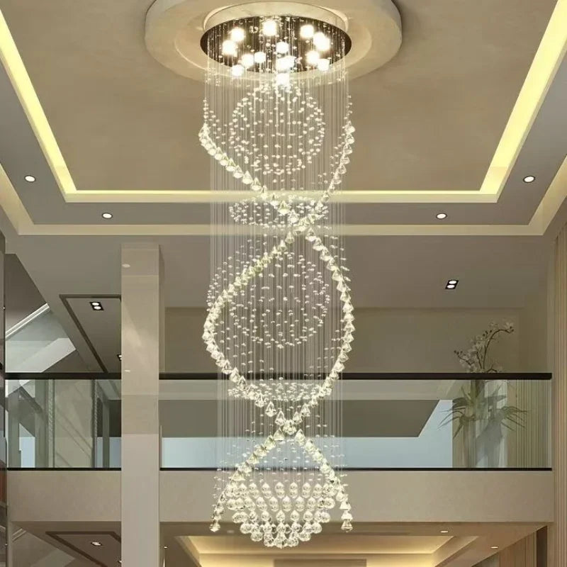 Modern luxe Crystal Spiral Ball Raindrop LED Chandelier