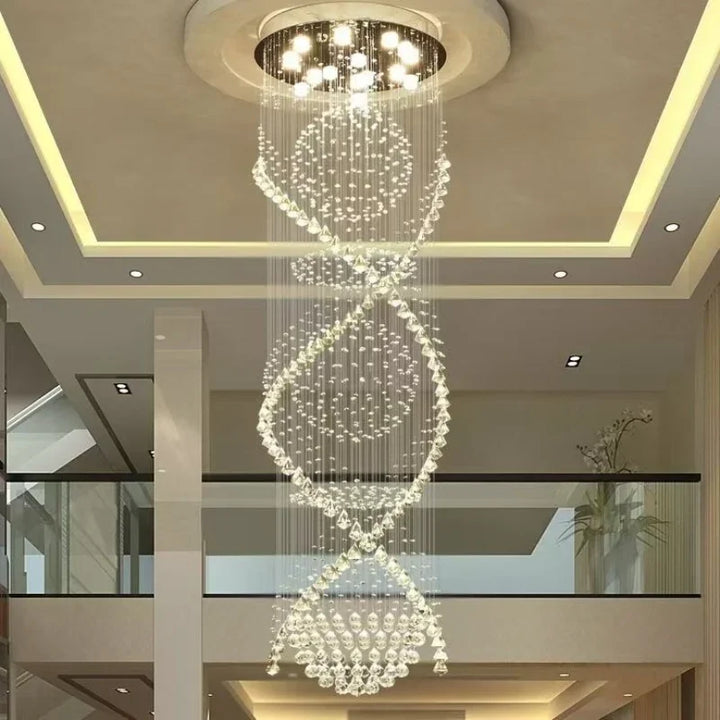 Modern luxe Crystal Spiral Ball Raindrop LED Chandelier
