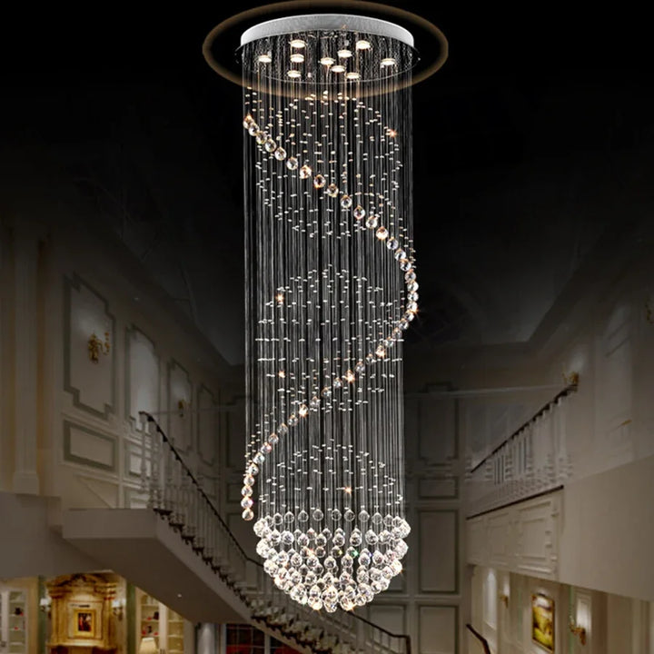 Modern luxe Crystal Spiral Ball Raindrop LED Chandelier