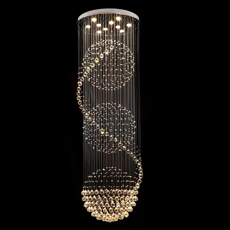 Modern luxe Crystal Spiral Ball Raindrop LED Chandelier
