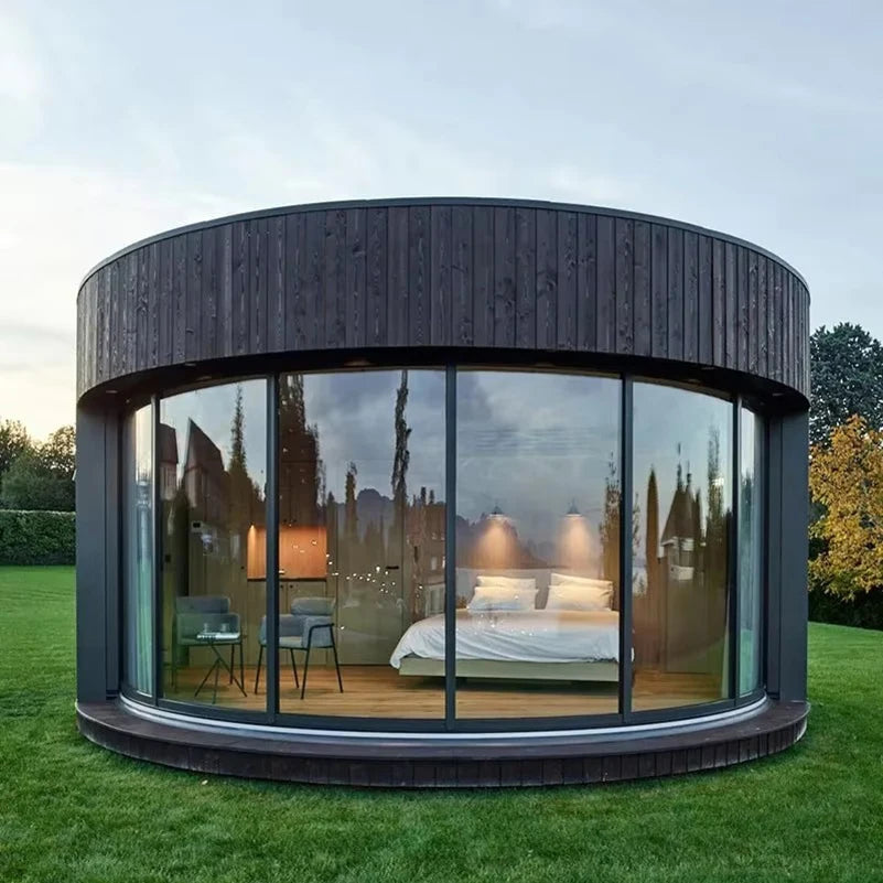 Modern Prefab Outdoor Luxury Circular Frame Wooden House – Quick Installation Glamping Dome