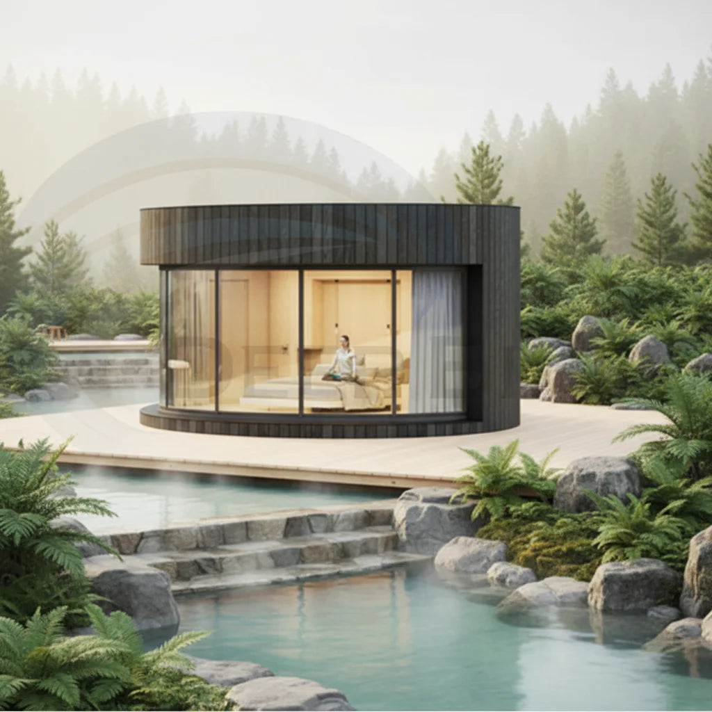 Modern Prefab Outdoor Luxury Circular Frame Wooden House – Quick Installation Glamping Dome