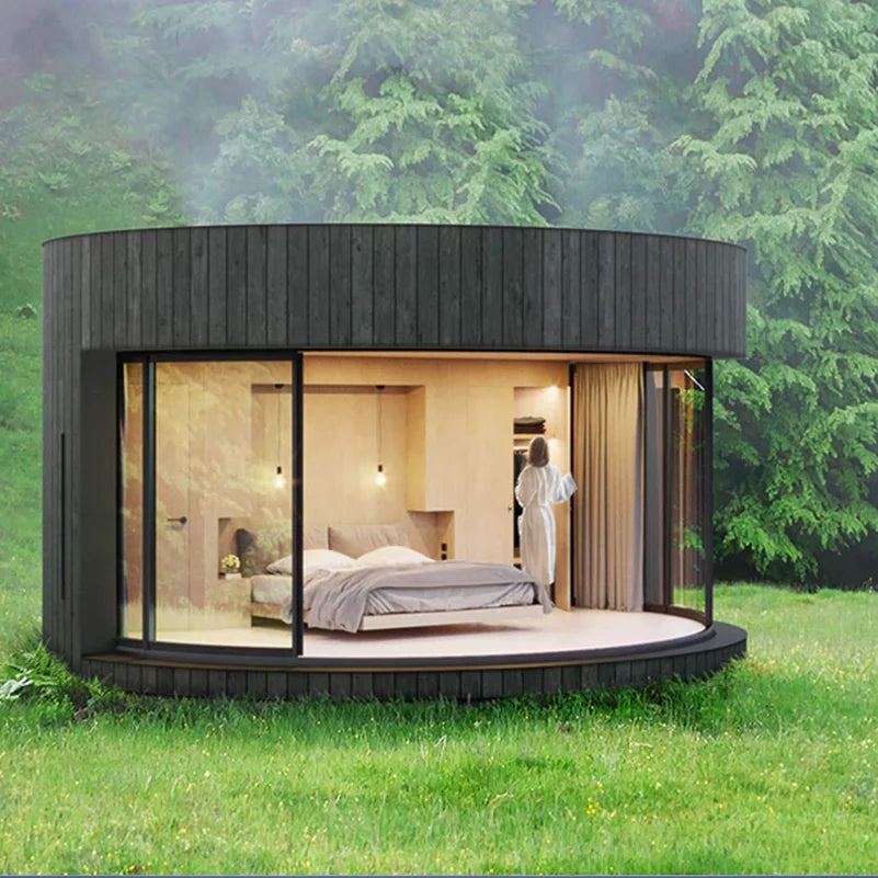 Modern Prefab Outdoor Luxury Circular Frame Wooden House – Quick Installation Glamping Dome
