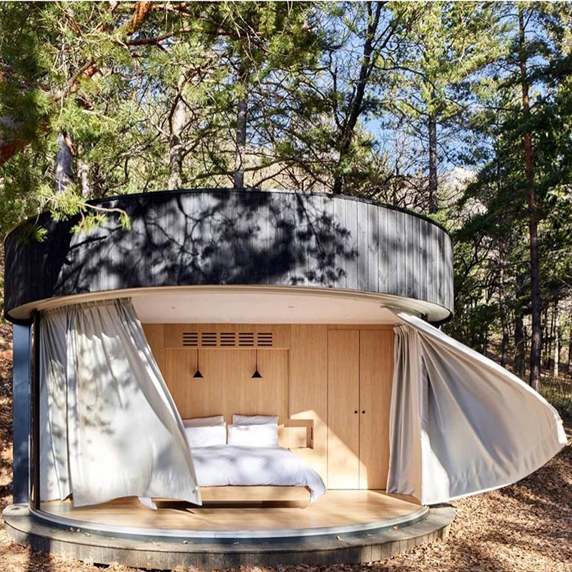 Modern Prefab Outdoor Luxury Circular Frame Wooden House – Quick Installation Glamping Dome