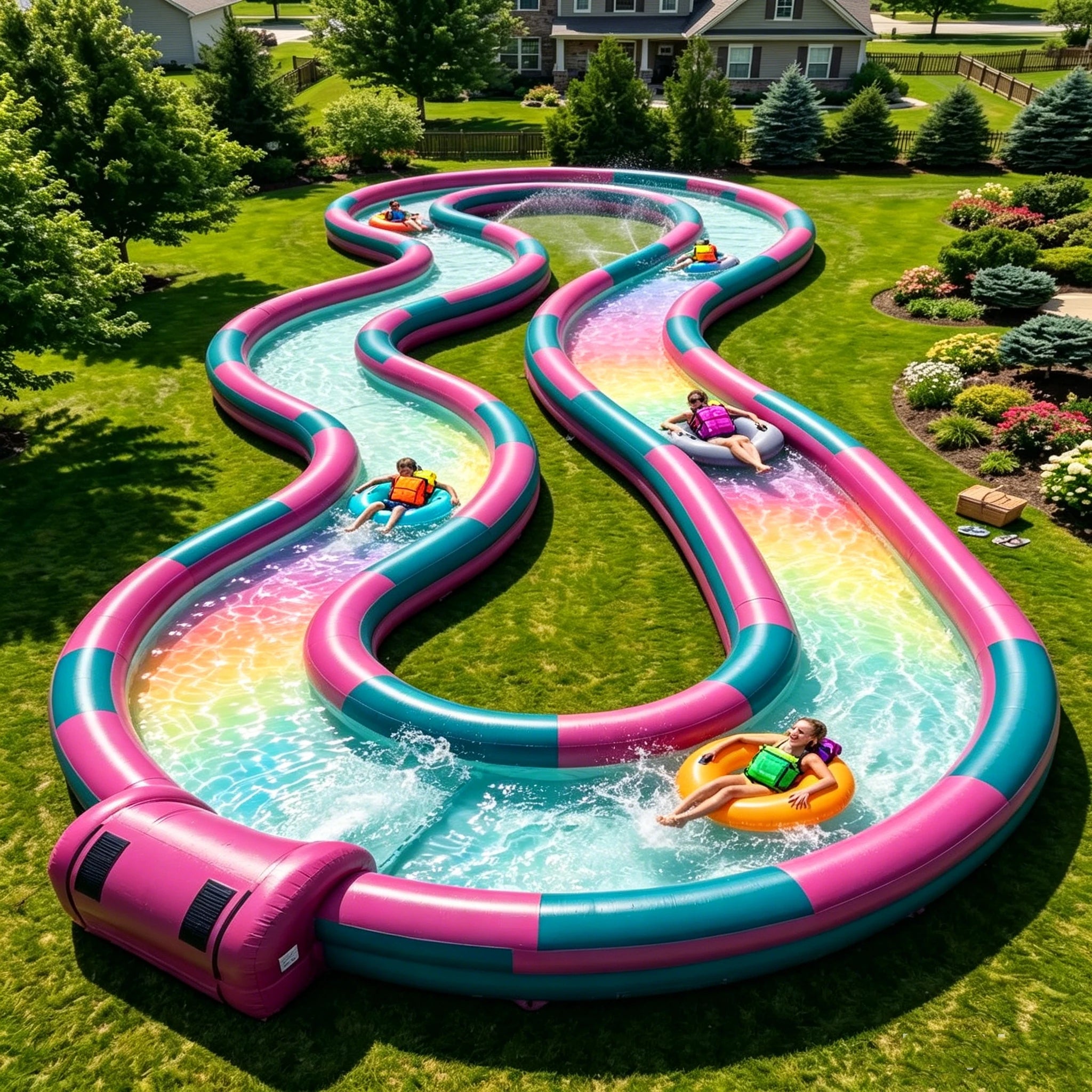 New Custom Inflatable Lazy River Swimming Pool with Water Slide