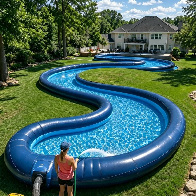 New Custom Inflatable Lazy River Swimming Pool with Water Slide