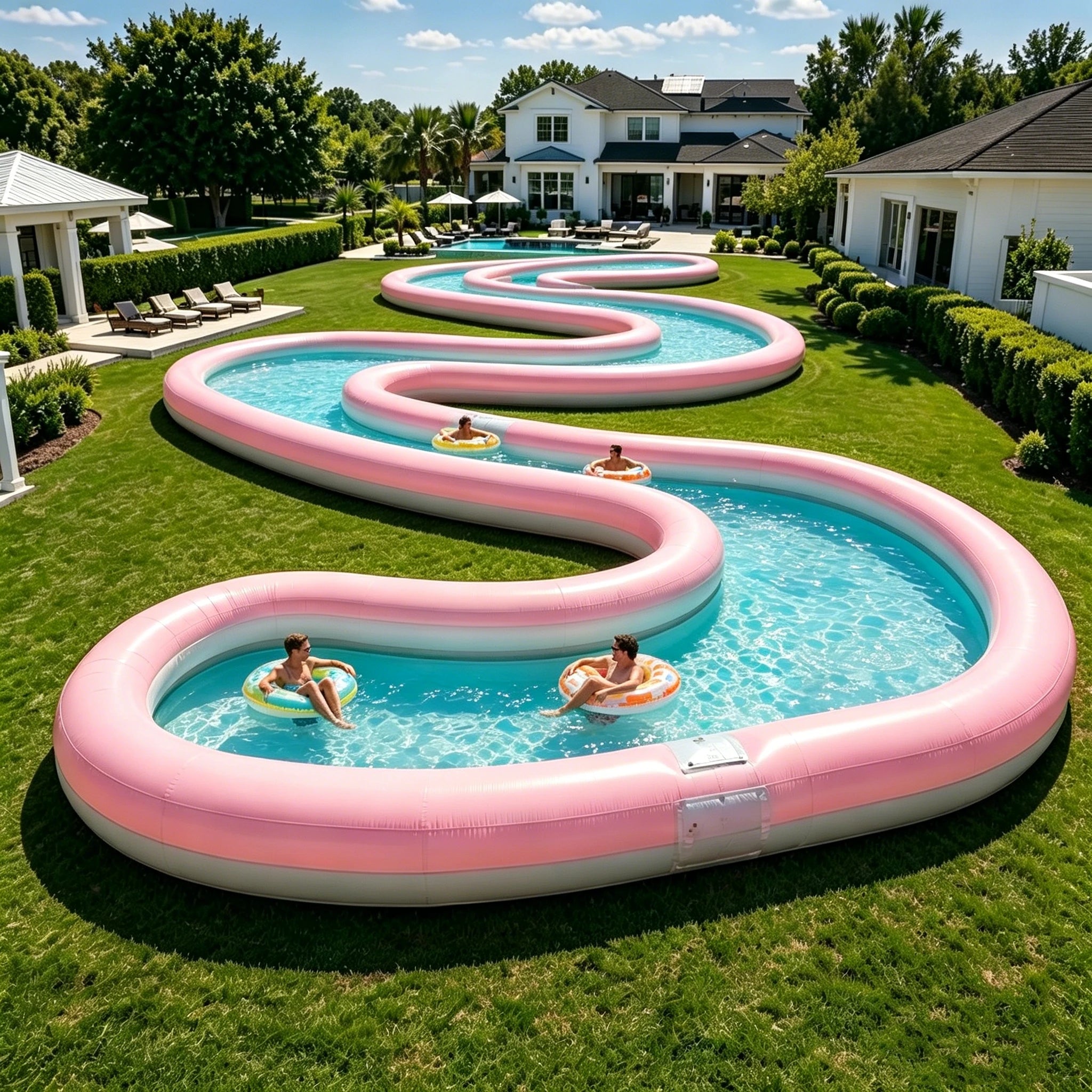 New Custom Inflatable Lazy River Swimming Pool with Water Slide