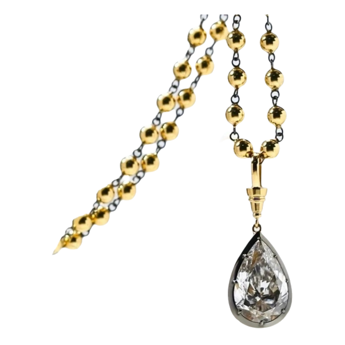 18K Gold Pear-Cut Lab-Grown Diamond Pendant Women Wedding Party Necklace 6.75 CT