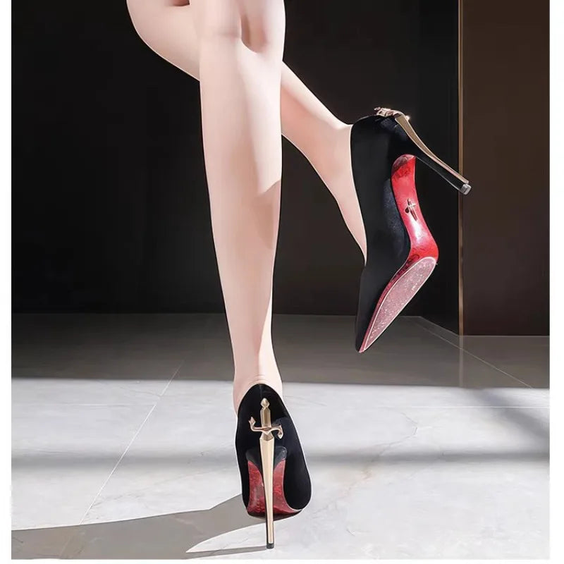 Luxury Women’s Golden Scepter Sword High Heel Shoes