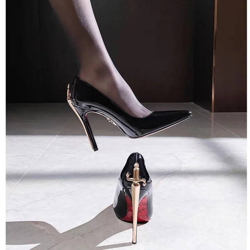 Luxury Women’s Golden Scepter Sword High Heel Shoes