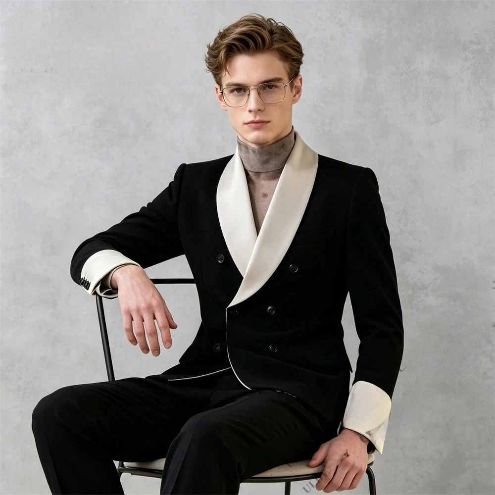 Modern Double-Breasted Designer Men’s Tuxedo Suit - Formal Dinner Jacket & Pants