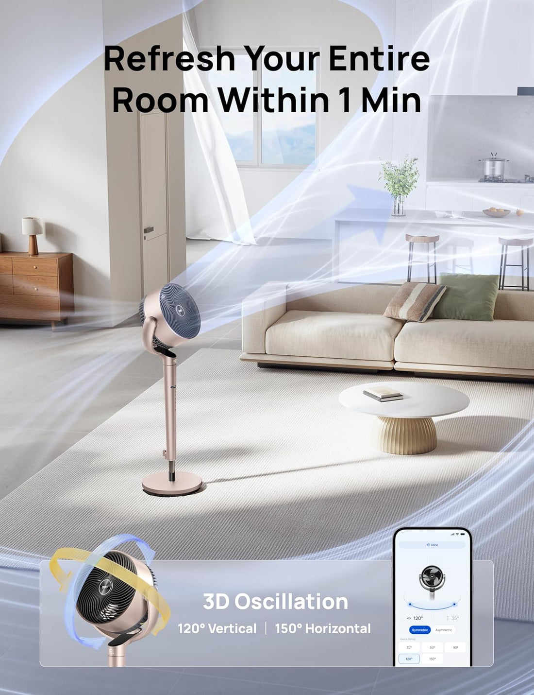 New Smart Wi-Fi Pedestal Fan with 3D Oscillation