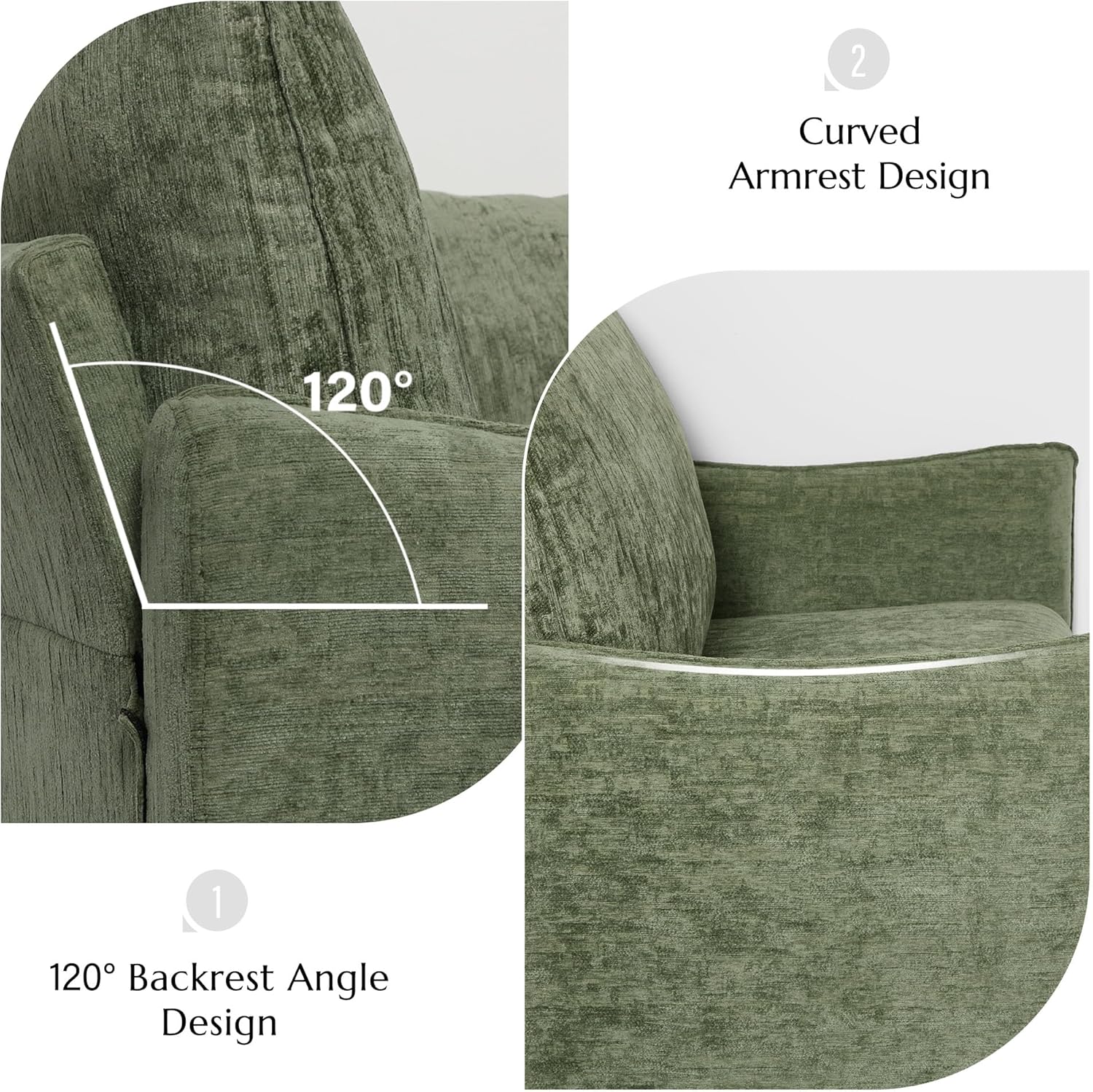 Accent Chair 42.1” Upholstered Modern Single Armchair – Ergonomic Backrest with 2 Pillows, Contemporary Piping Lounge Chai