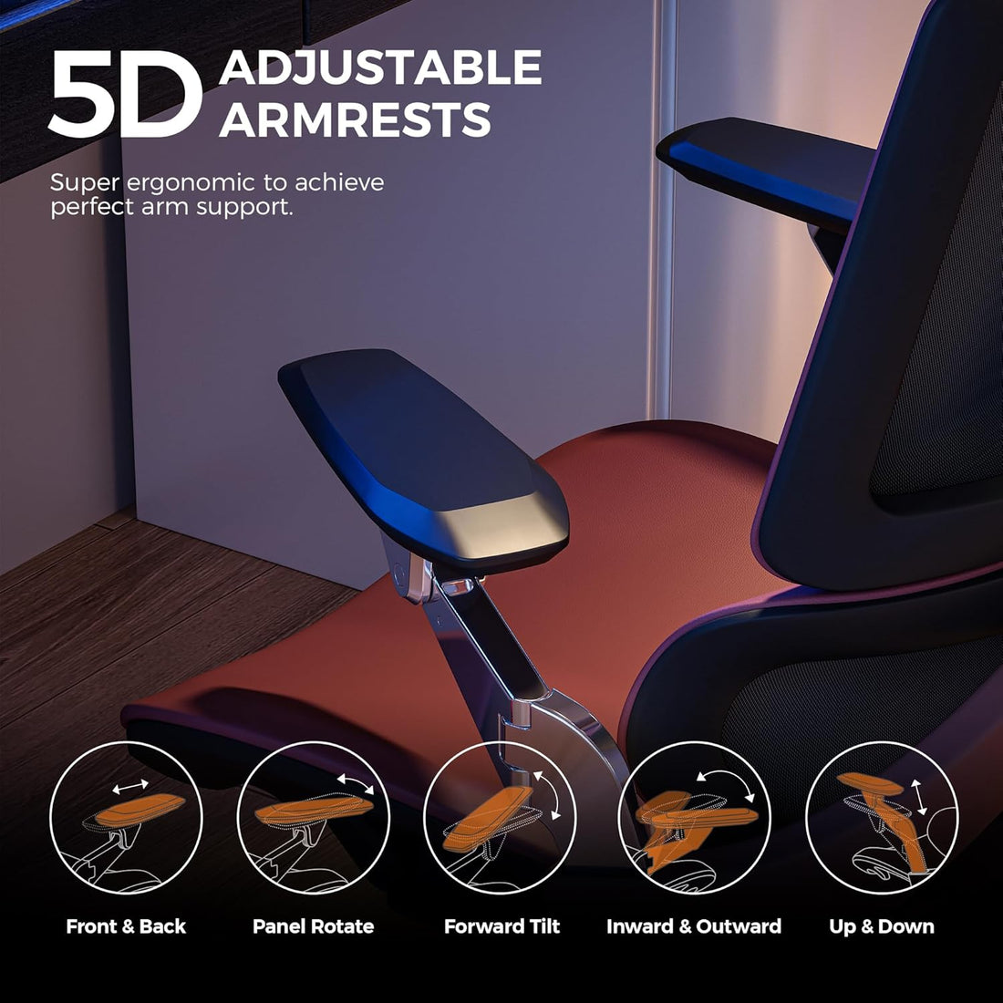 Premium Executive Gaming & Office Chair– Genuine Leather High Back Ergonomic Design with 5D Armrests & 3D Headrest,