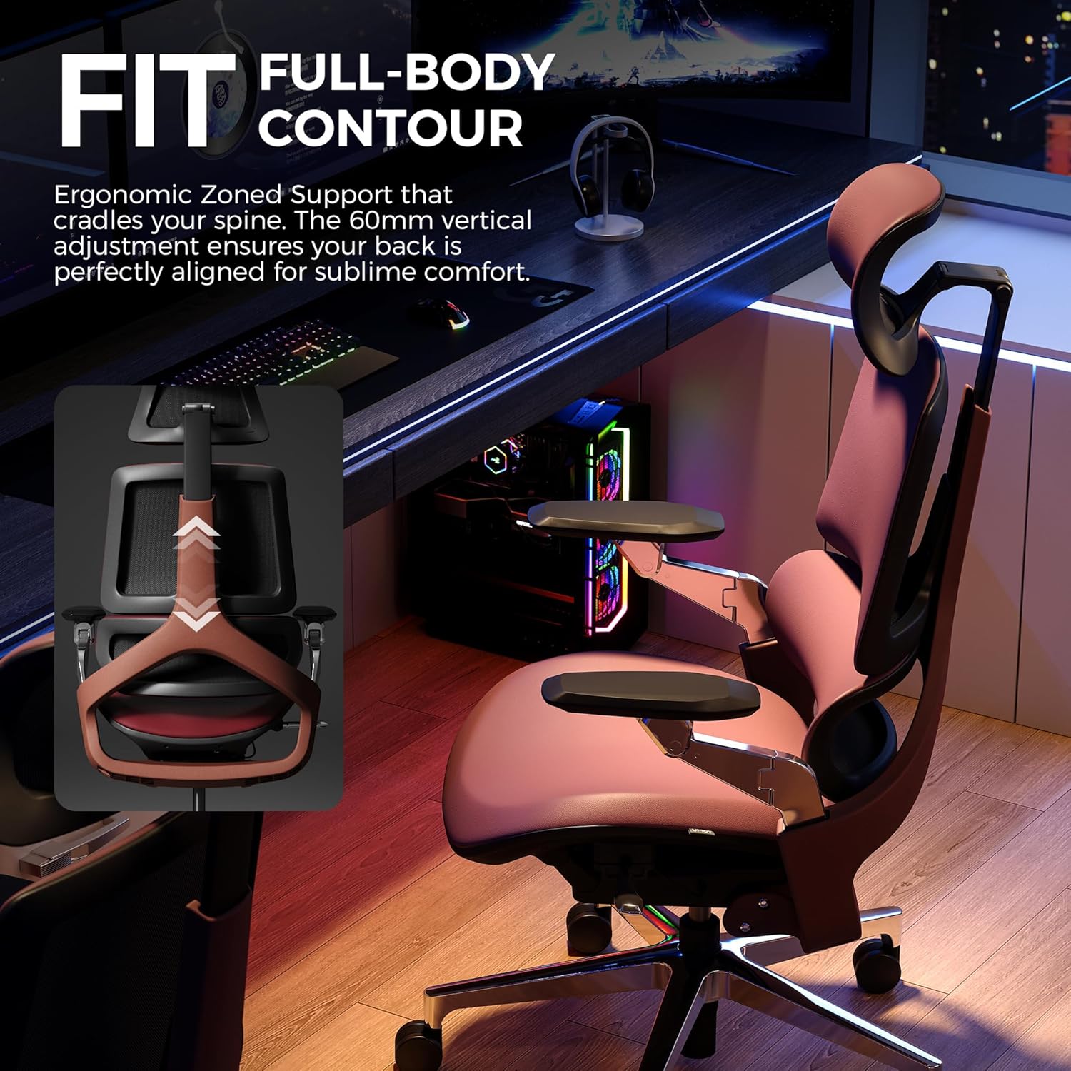 Premium Executive Gaming & Office Chair– Genuine Leather High Back Ergonomic Design with 5D Armrests & 3D Headrest,
