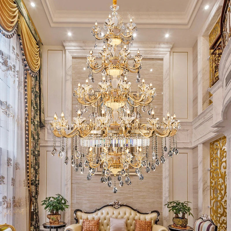 Luxury Large Spiral Crystal LED Chandelier – Modern Staircase and Hallway Ceiling Light