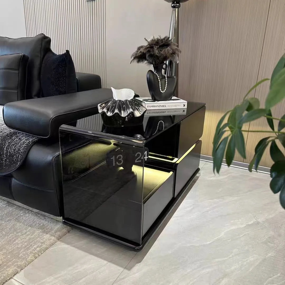 Multifunctional Smart Bedside Cabinet – LED Light Nightstand & Coffee Table