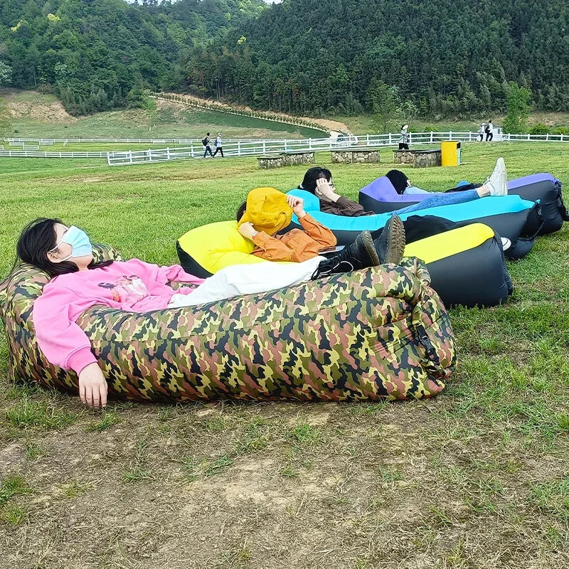 Fast Inflatable Sofa Camping Air Lounger Beach Sleeping Bag Portable Foldable Air Sofa for Travel Picnic Outdoor Lazy Bed Chair