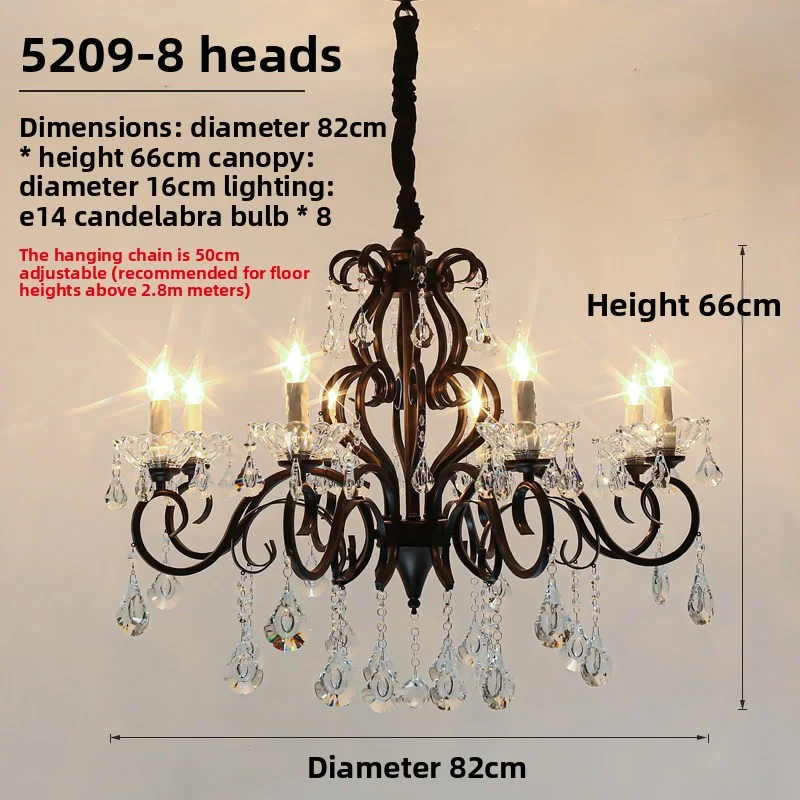 French-Style Luxury Crystal Chandelier – Living Room lamp; Dining Light