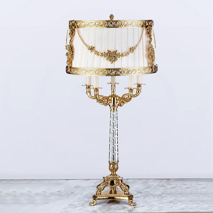 French Empire Style Brass Table Lamp – Classical Vintage Tole Lighting Fixture