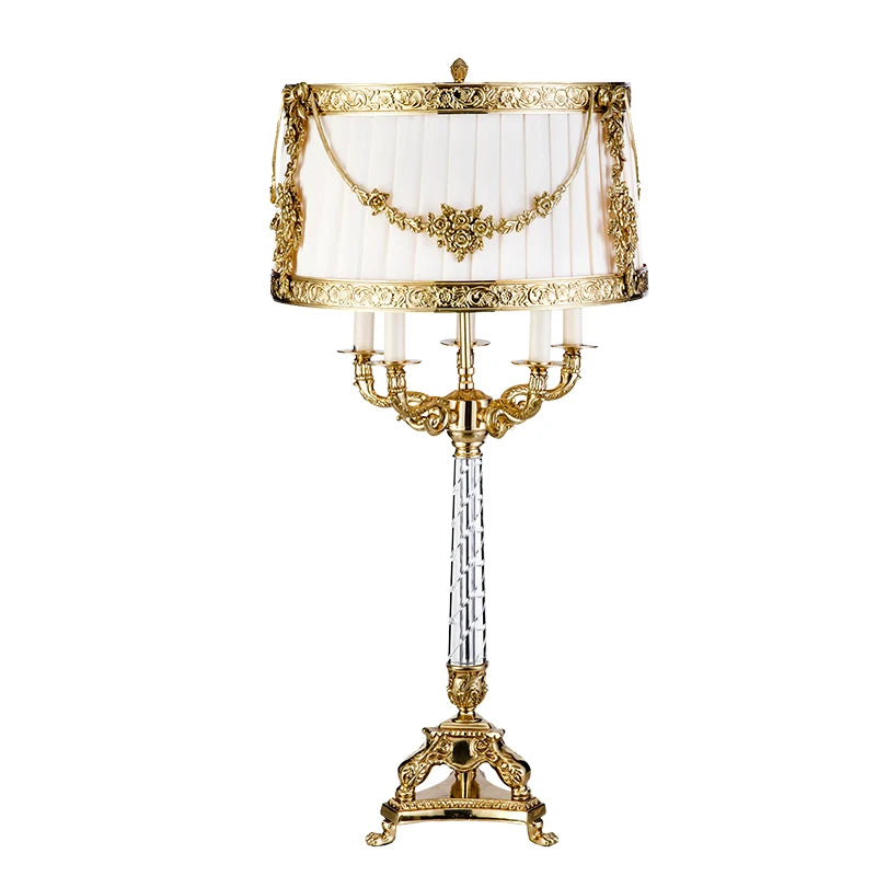 French Empire Style Brass Table Lamp – Classical Vintage Tole Lighting Fixture