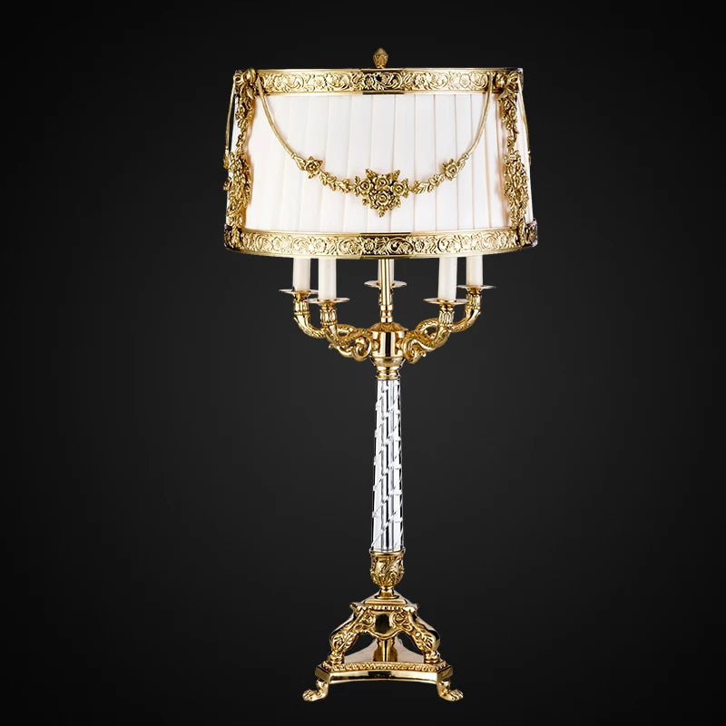 French Empire Style Brass Table Lamp – Classical Vintage Tole Lighting Fixture