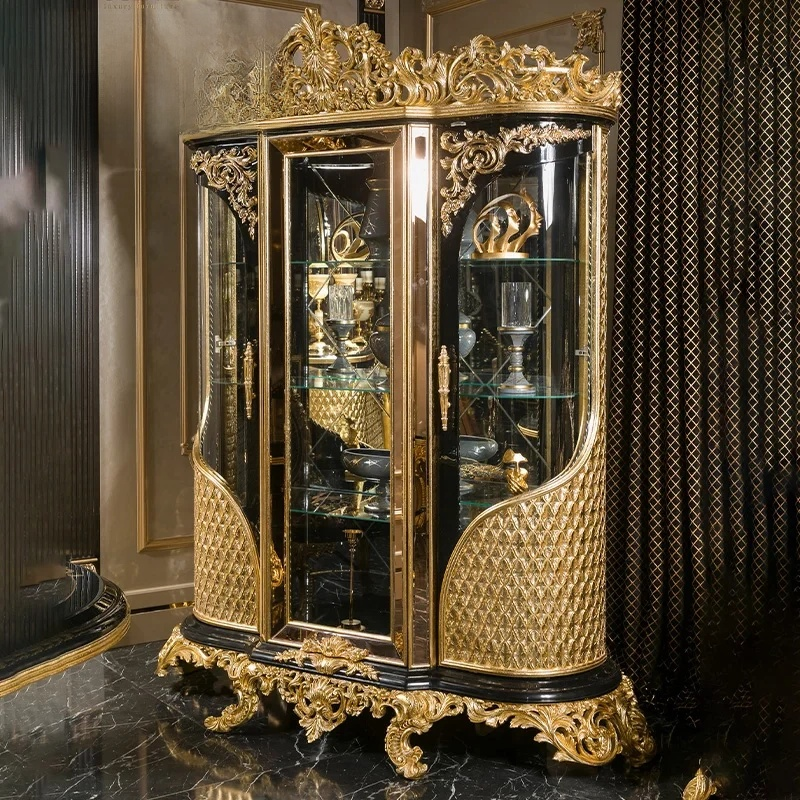 French Royal Villa Luxury High Gloss Antique Dining Room Set