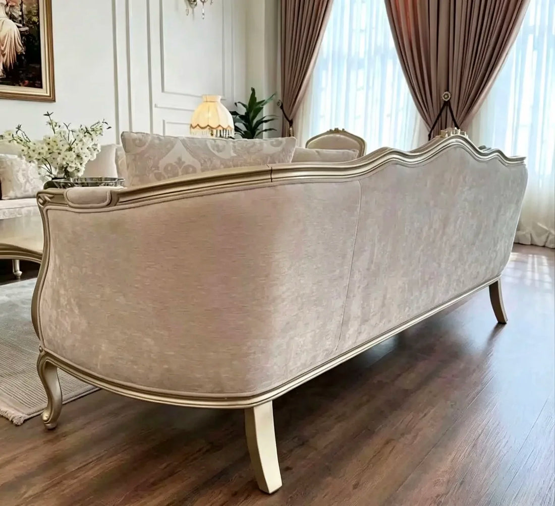 Modern Home French Solid Wood Luxury Sofa, Champagne Gold Interior Furniture